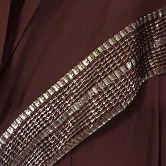 SLNY Foil Trim Asymmetric Cape Jumpsuit size 14 - Picture 7 of 9